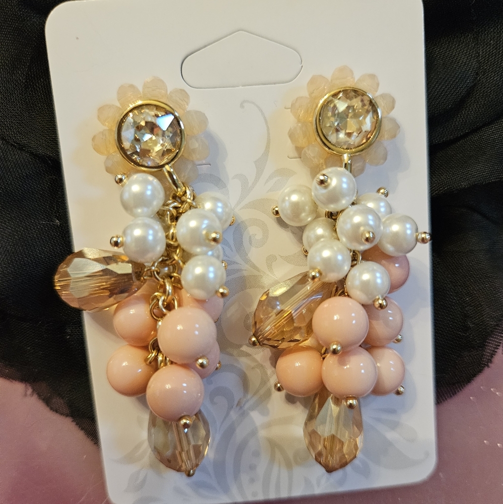 SODINI MADE IN ITALY PEACH PINK PEARL EARRINGS